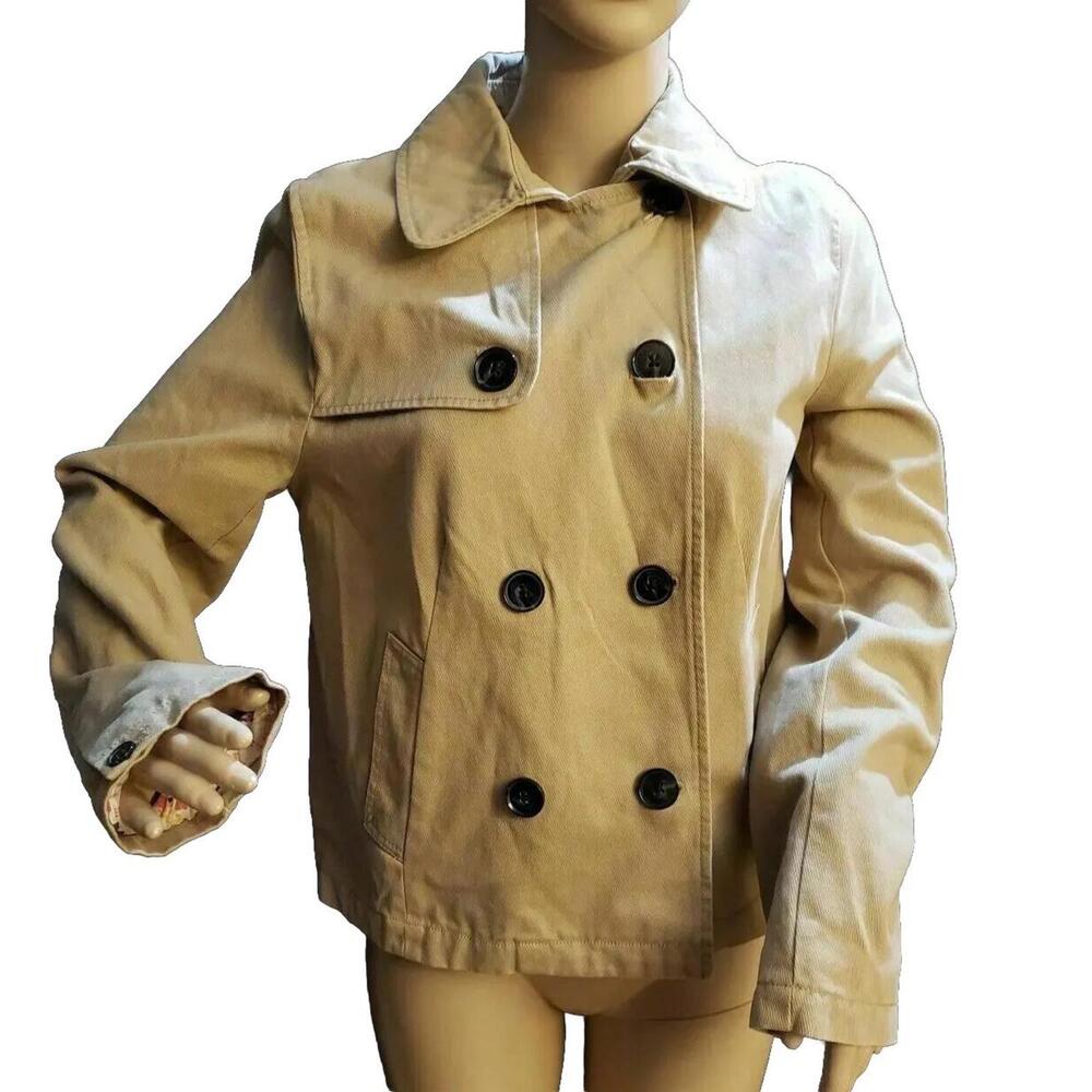 GAP Women's tan/beige Modern Casual double breasted jacket coat size Medium NEW